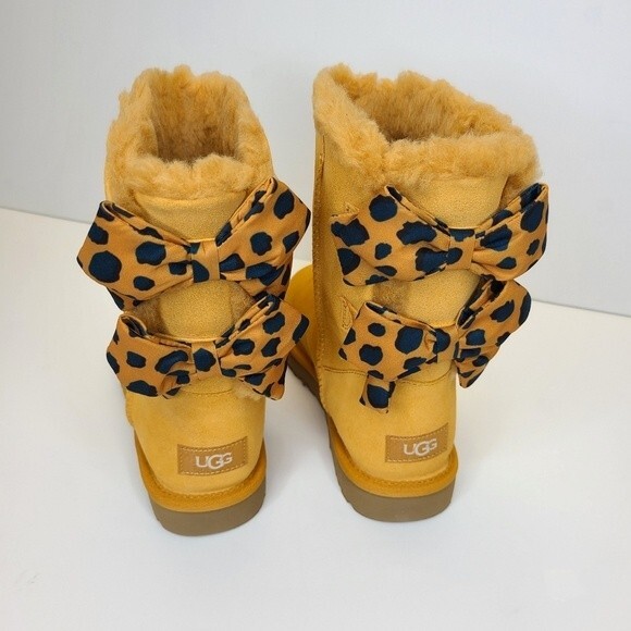 NIB UGG Bailey Bow Retro Spots Boots Sweet Potato Womens 7 - Picture 4 of 15